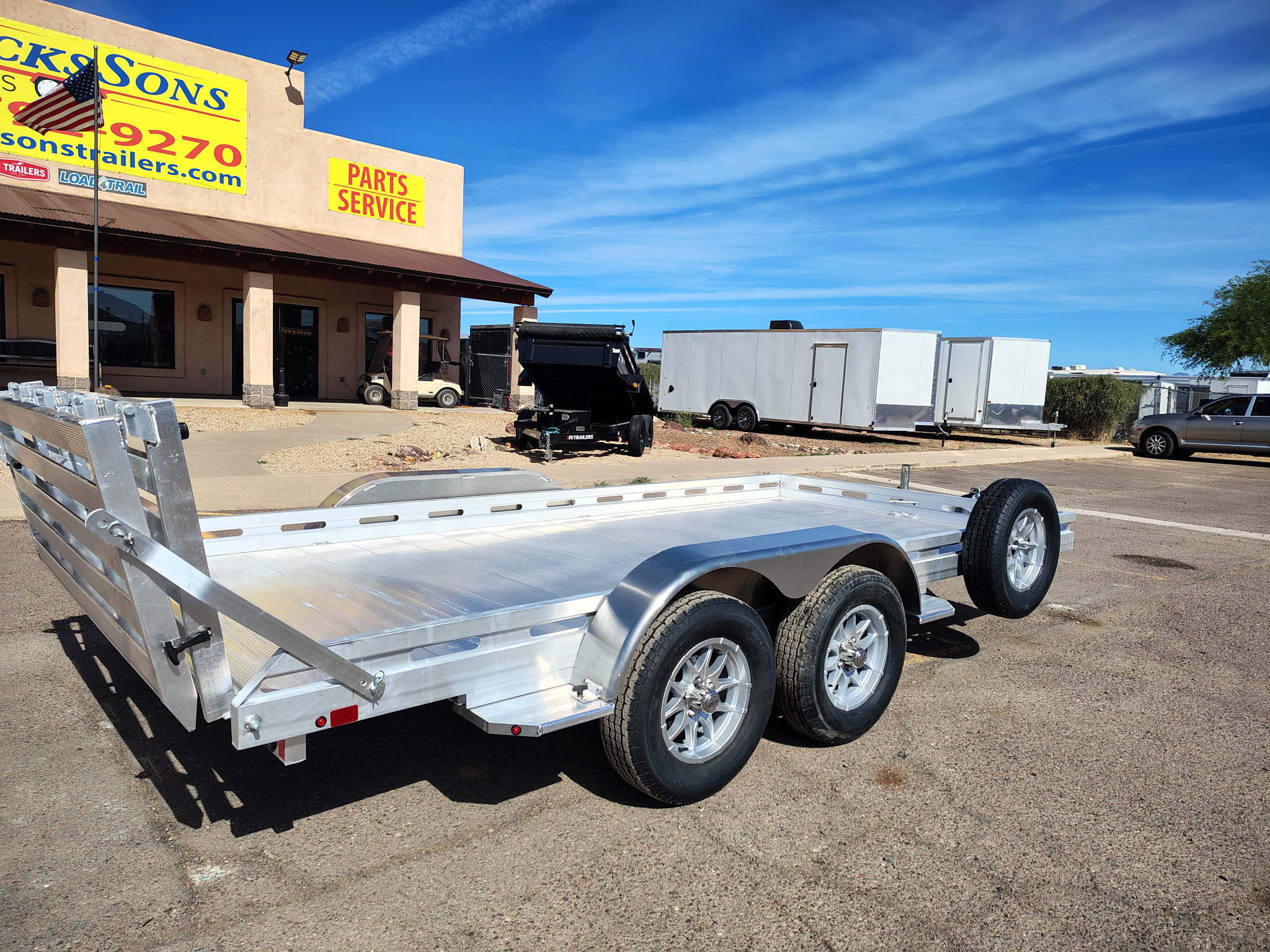 Aluma 14x80 All Aluminum, 8.5K GVWR, Tandem Axle, Bi-Fold Tailgate (8014TA-EL-BT-RTD) - Stock #ALU371 - Image 2 of 7