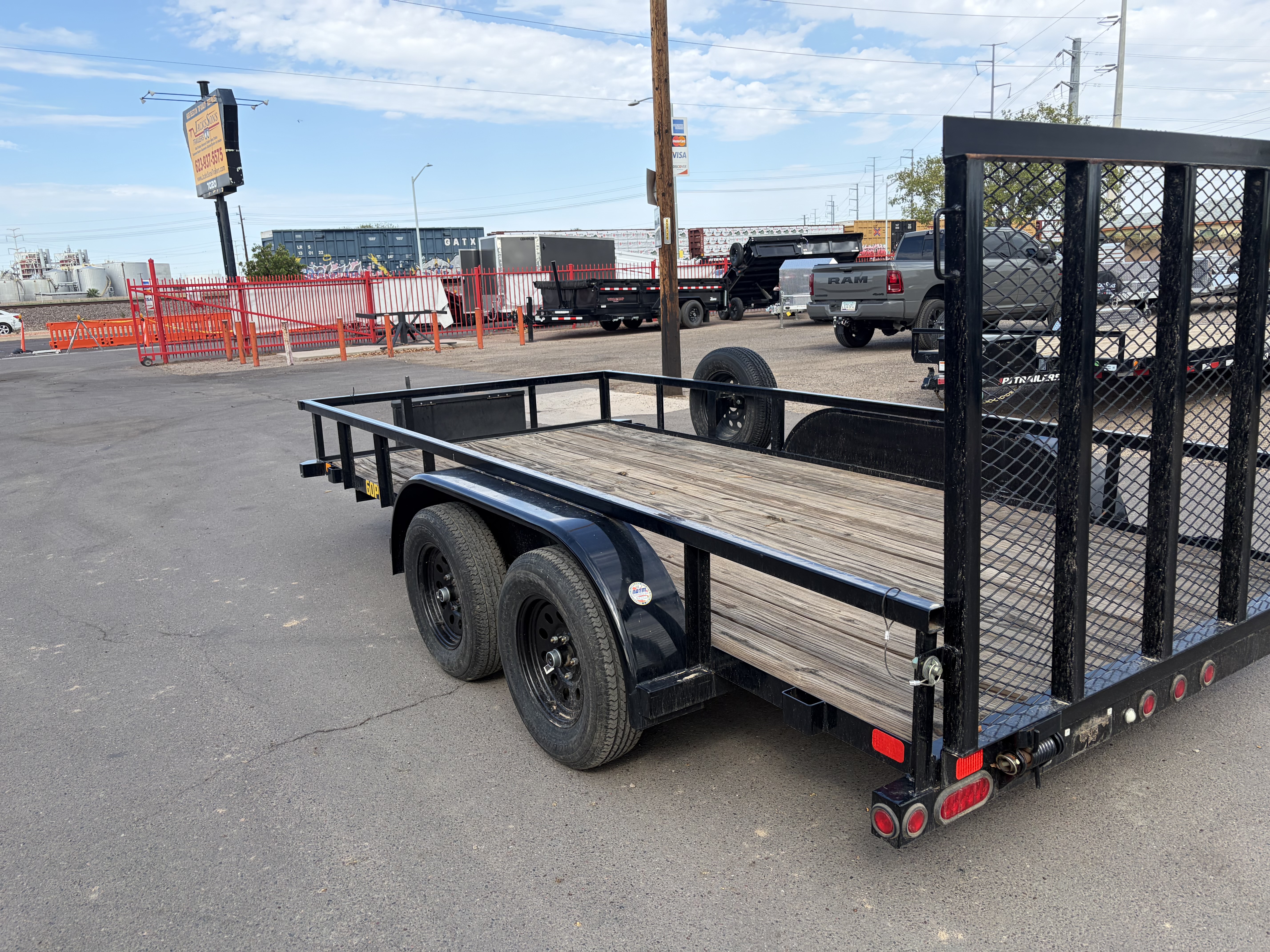 Big Tex 14'x77" Tandem Axle Pipe Top Utility Trailer w/ 4' Rear Ramp Gate (60PI)