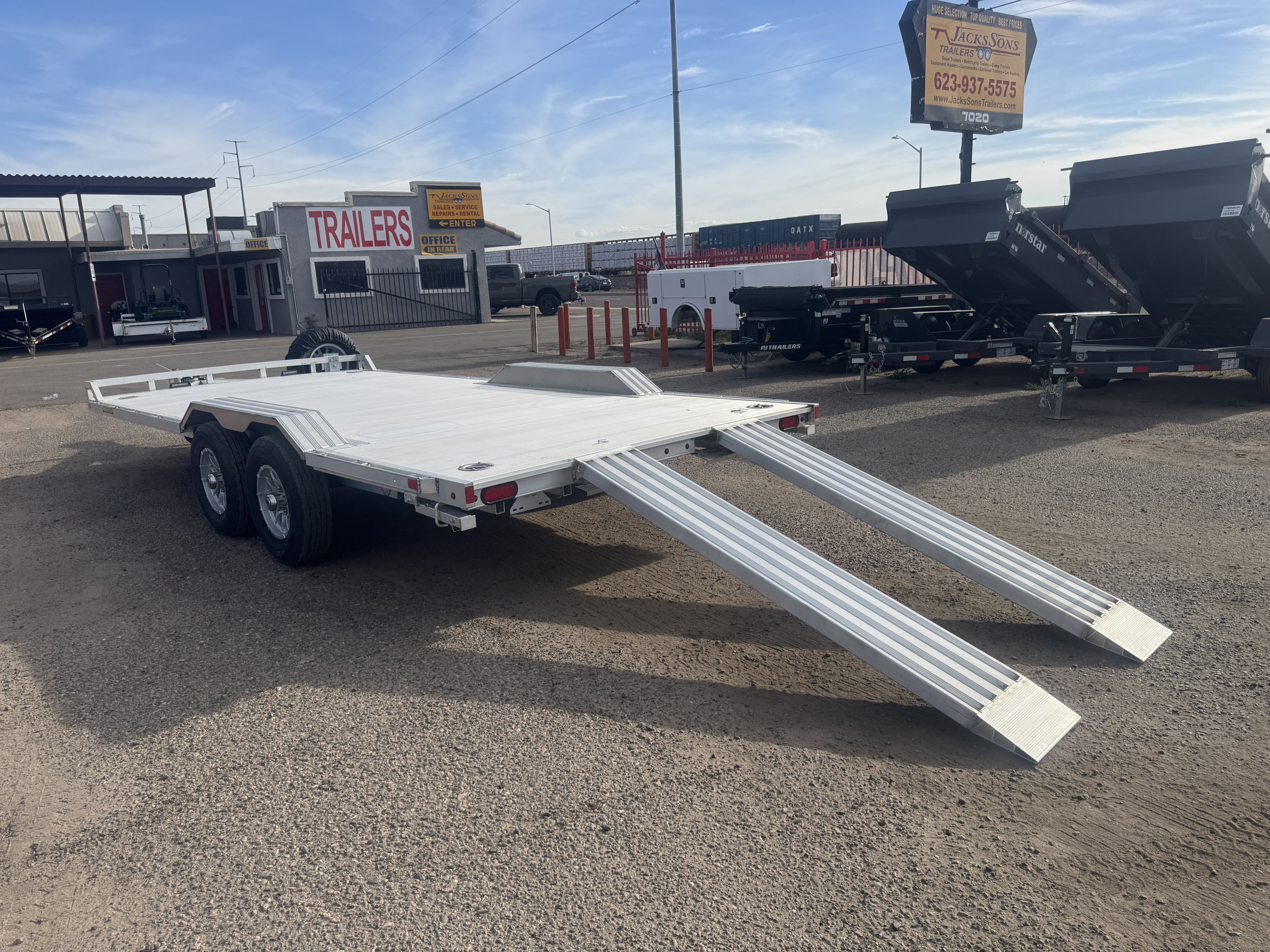 Aluma 18x102 All Aluminum Wide Body, 10K GVWR, Heavy Tandem Axle, Electric Brake, Drive-Over-Fenders, Ramps, RTD (WB18H-TA-EL-DOF-R-RR-RTD) - Stock #ALU363 - Image 1 of 16