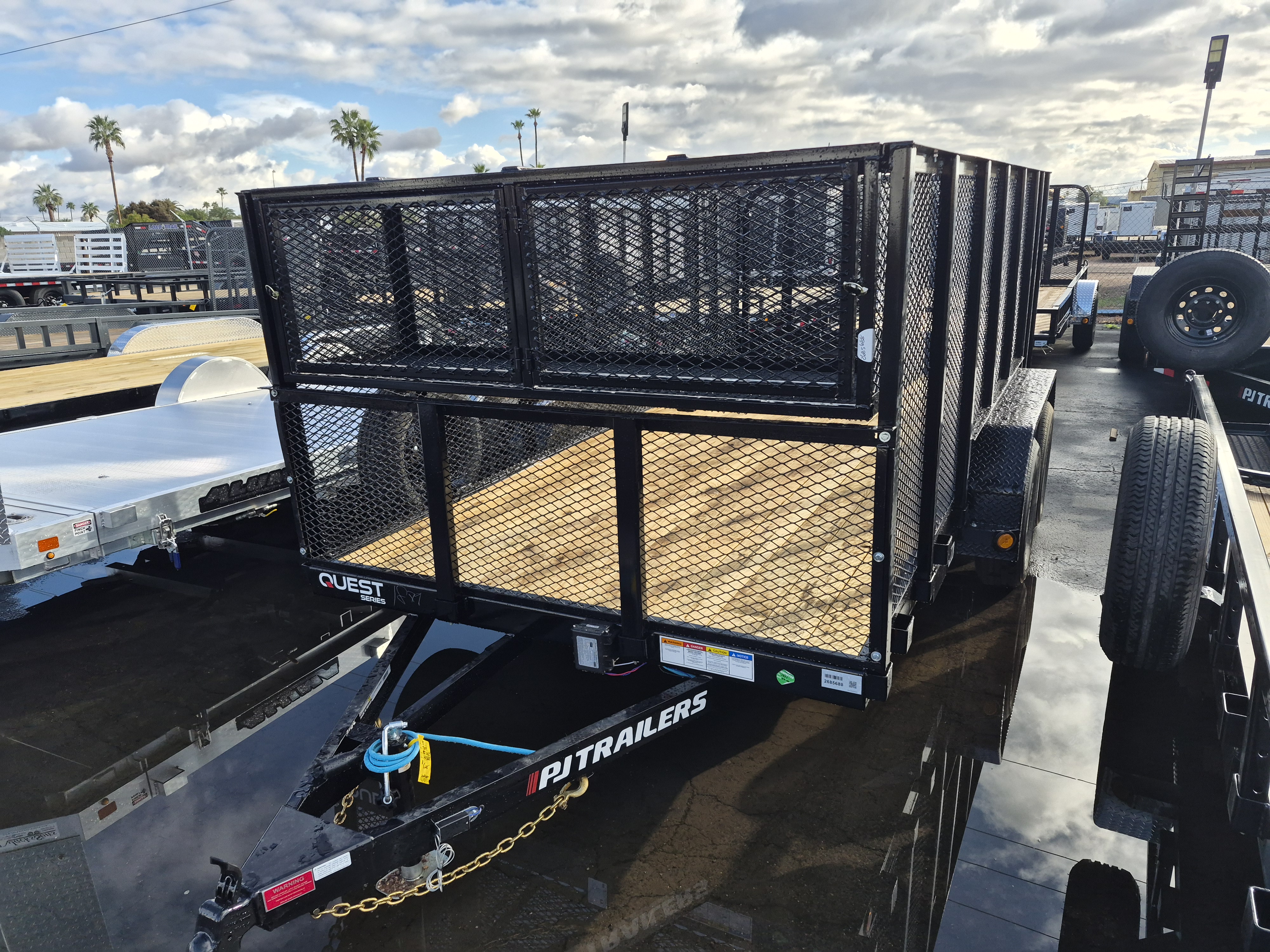 PJ Trailers 14'x84" Tandem Axle Channel Utility Trailer w/ Fold-In Ramp Gate (UL)