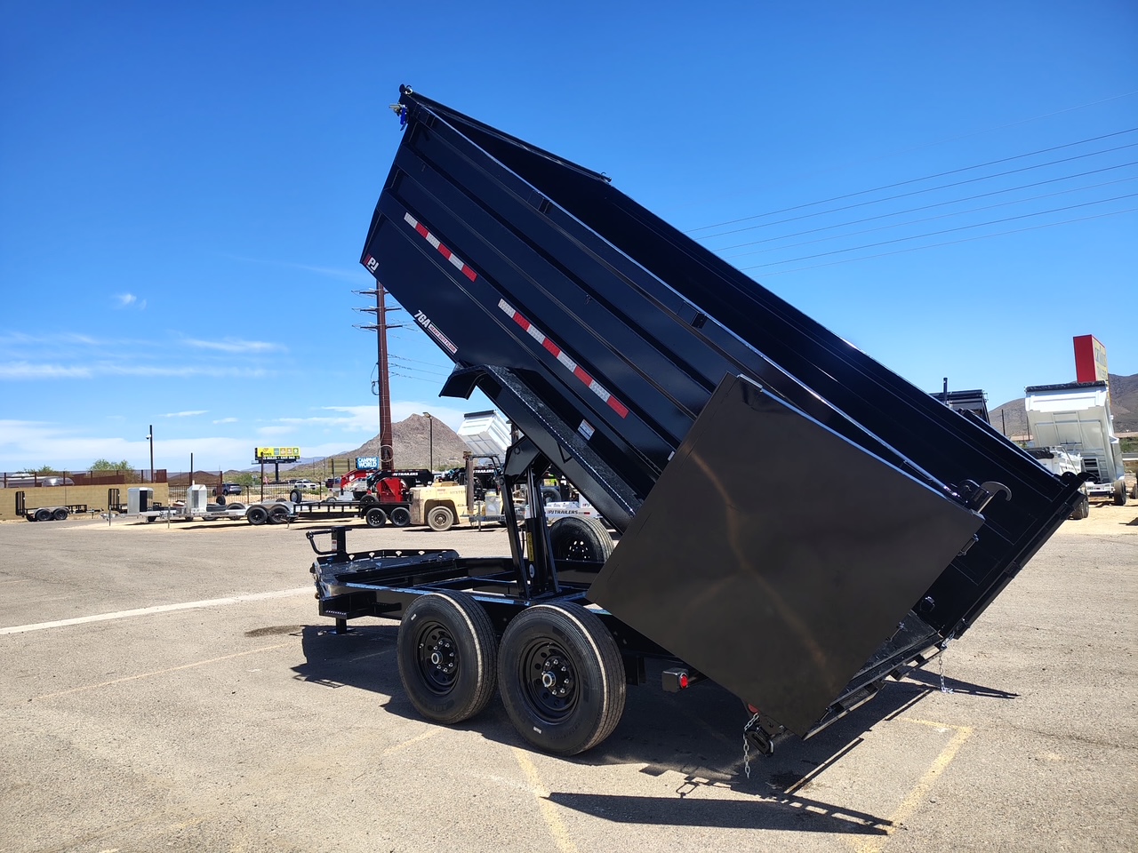 P.J. Trailers 12x83 Tandem Axle, 15,400 GVWR, Low Pro Dump, 48" Sides, 14 Ply Tires - Stock #PJD1700 - Image 7 of 10