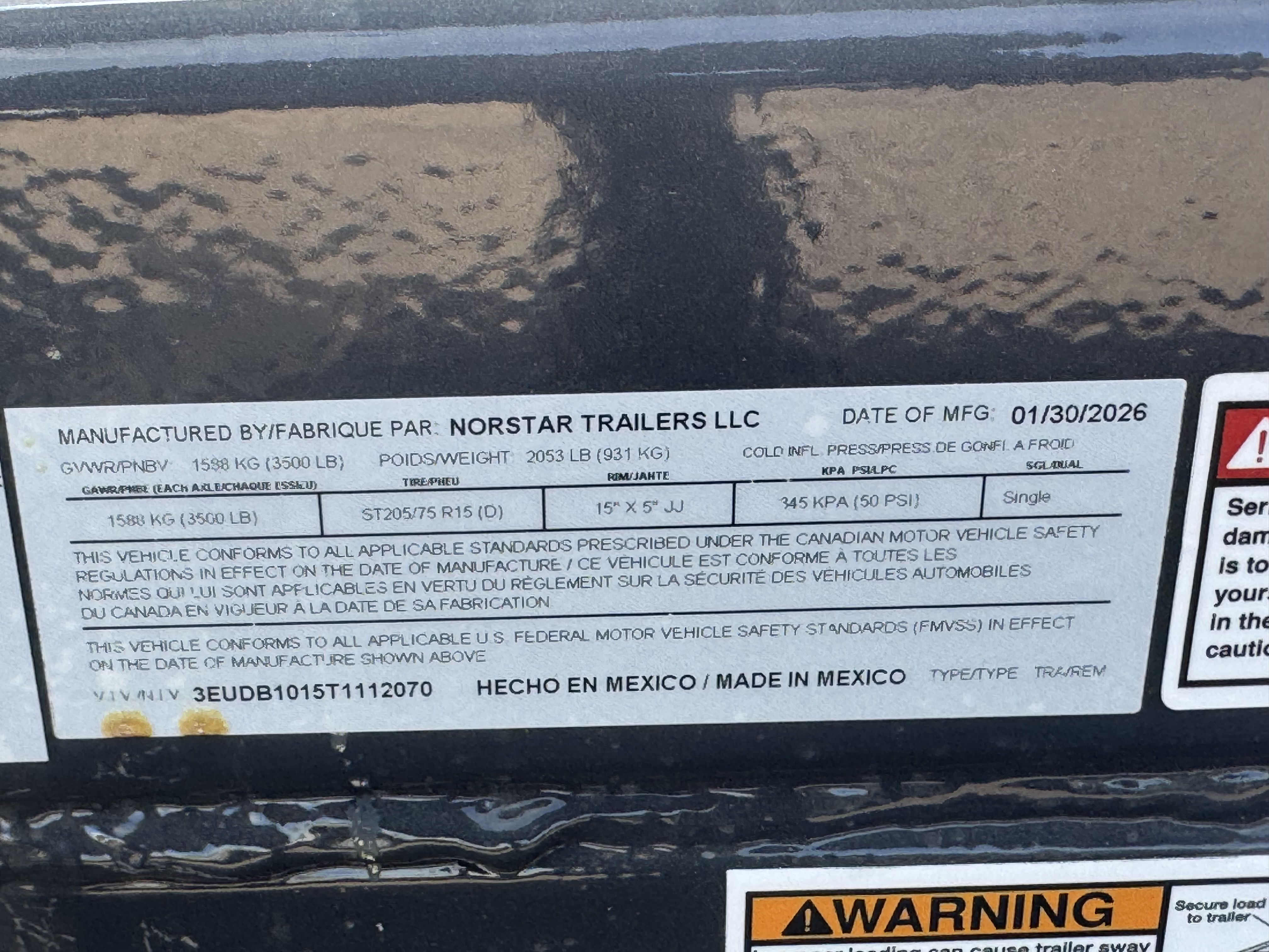 Norstar 10x60 Norstar Single Axle Dump, 3.5K GVWR, 20" Sides - Stock #NST1404 - Image 8 of 12