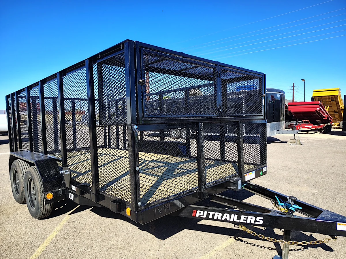 P.J. Trailers 14x77 Tandem Axle, 7K GVWR, Channel Utility, 4' Sides, Landscape Toolbox - Stock #PPJ11200 - Image 1 of 4 P.J. Trailers 14x77 Tandem Axle, 7K GVWR, Channel Utility, 4' Sides, Landscape Toolbox - Stock #PPJ11200 - Image 1 of 4
