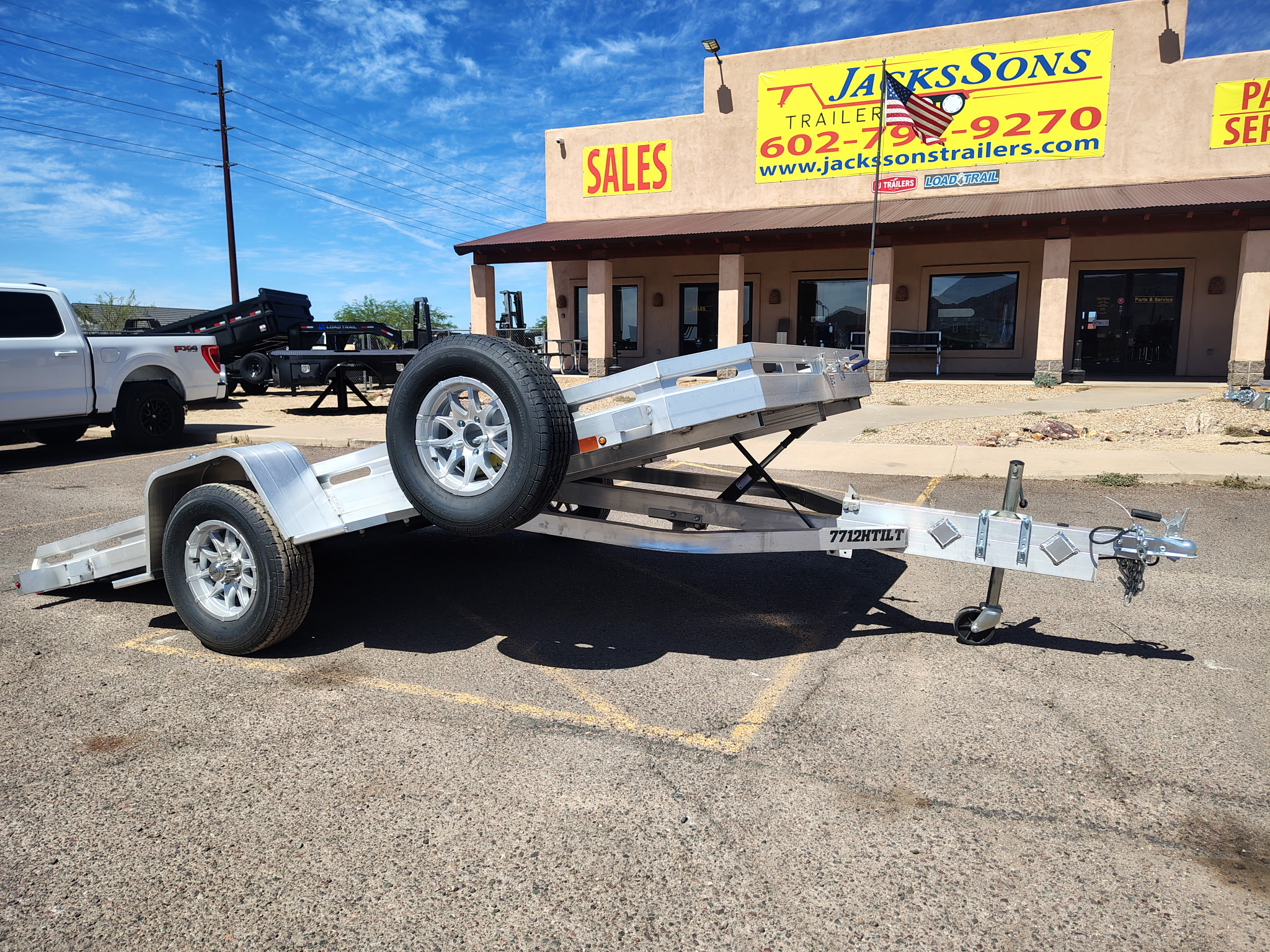 Aluma 12x77 All Aluminum, 3K GVWR, Heavy Tilt Single Axle (7712H-TILT-S) - Stock #ALU389 - Image 1 of 11