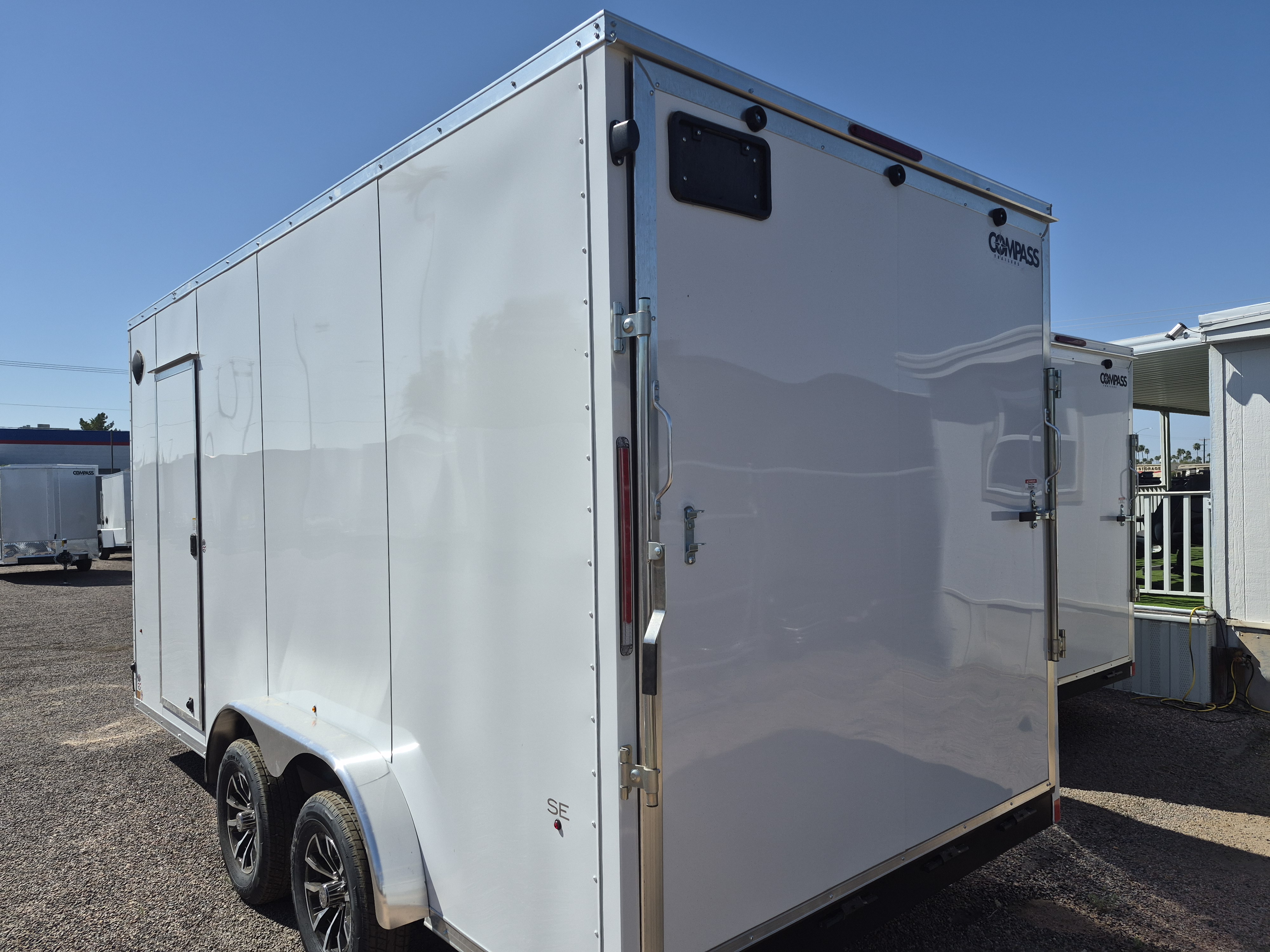 Compass 16x7.5 Jasper SE, 7K GVWR, Rubber Flooring, White Vinyl Walls/Ceiling, Ramp Door, 6" Extra Height - Stock #CMP2778 - Image 3 of 4