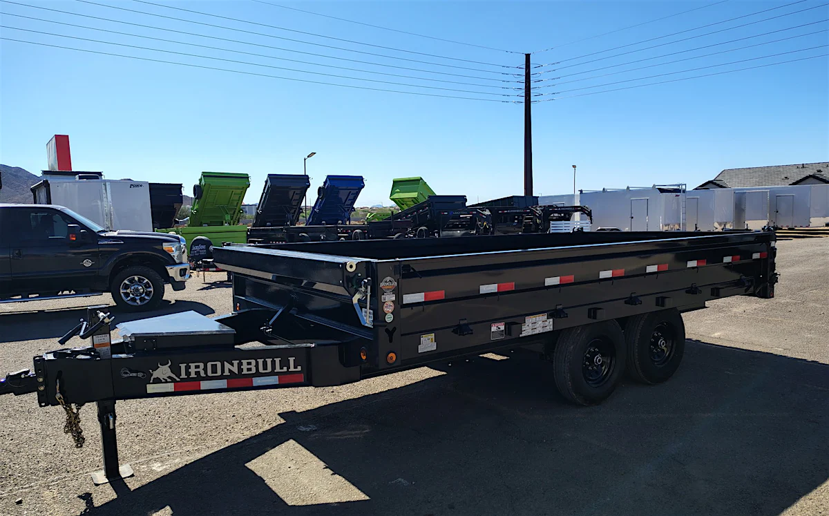 Iron Bull Iron Bull 16'x96" Scissor Deckover Dump Trailer w/ 18" Fold-Down Sides (DDP) - Stock #NST1508 - Image 1 of 13 Iron Bull Iron Bull 16'x96" Scissor Deckover Dump Trailer w/ 18" Fold-Down Sides (DDP) - Stock #NST1508 - Image 1 of 13