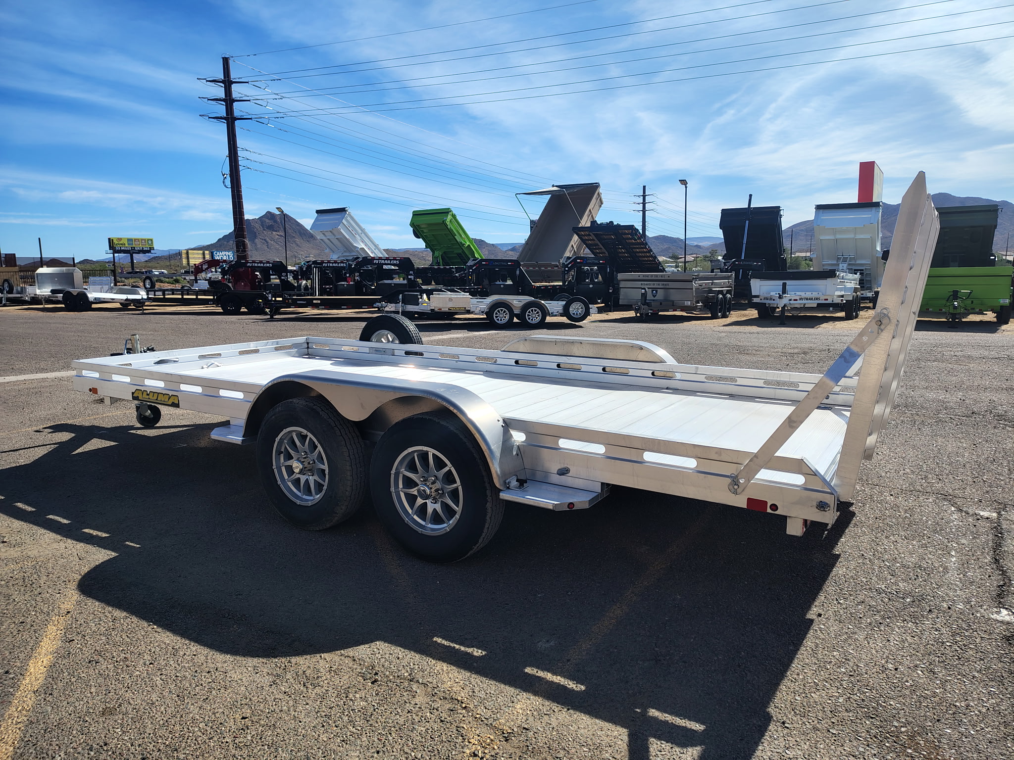 Aluma 16x80 All Aluminum, 8.5K GVWR, Tandem Axle, Electric Brake, Ramps, W/ Tailgate, RTD (8016TA-EL-R-TG-RTD) - Stock #ALU373 - Image 2 of 8