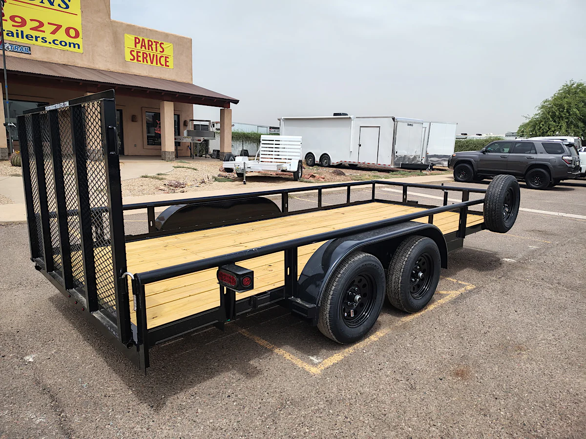 Texas Bragg 16x83 Utility Tandem Axle, 7K GVWR - Stock #TXB030 - Image 1 of 7 Texas Bragg 16x83 Utility Tandem Axle, 7K GVWR - Stock #TXB030 - Image 1 of 7