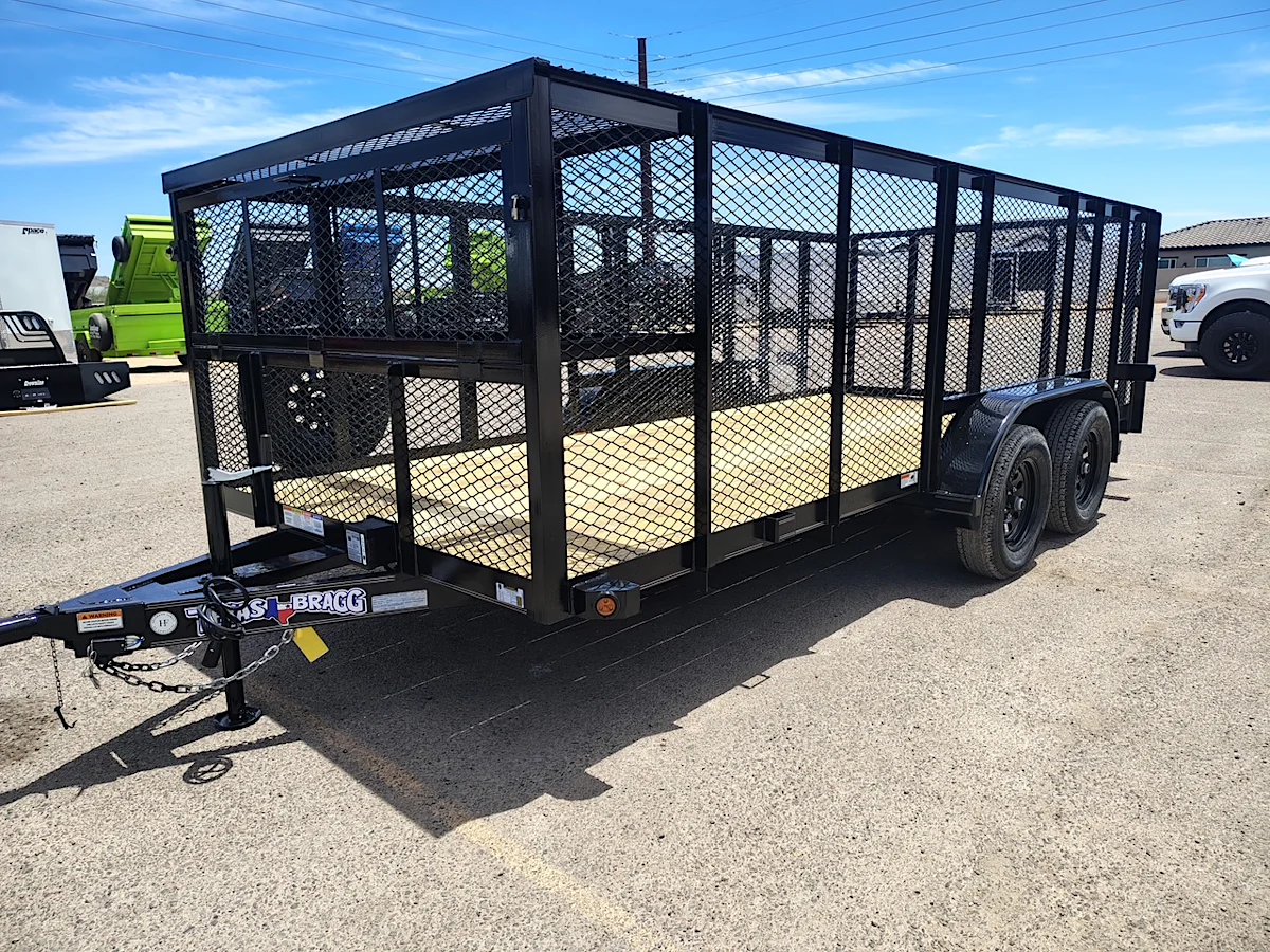 Texas Bragg Texas Bragg 16'x83" Landscape Trailer with 4 ft Sides w/ Ramp Gate (16LST) - Stock #TXB047 - Image 1 of 9 Texas Bragg Texas Bragg 16'x83" Landscape Trailer with 4 ft Sides w/ Ramp Gate (16LST) - Stock #TXB047 - Image 1 of 9