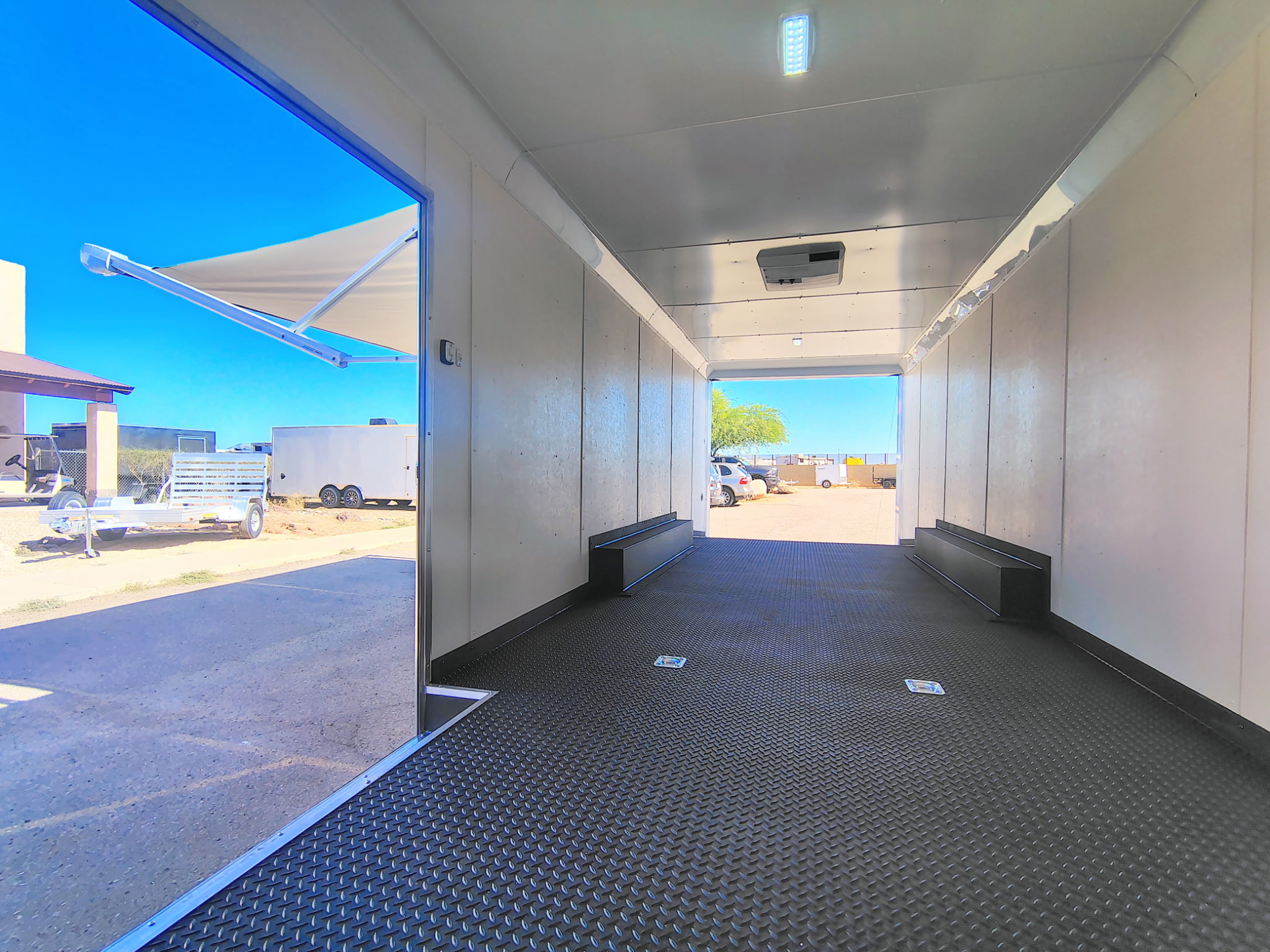 Compass 28x8.5 Canyon Race Trailer, 14K GVWR, Ramp Door,  AC/Heat, Elec. Awning - Stock #CMP2879 - Image 5 of 14