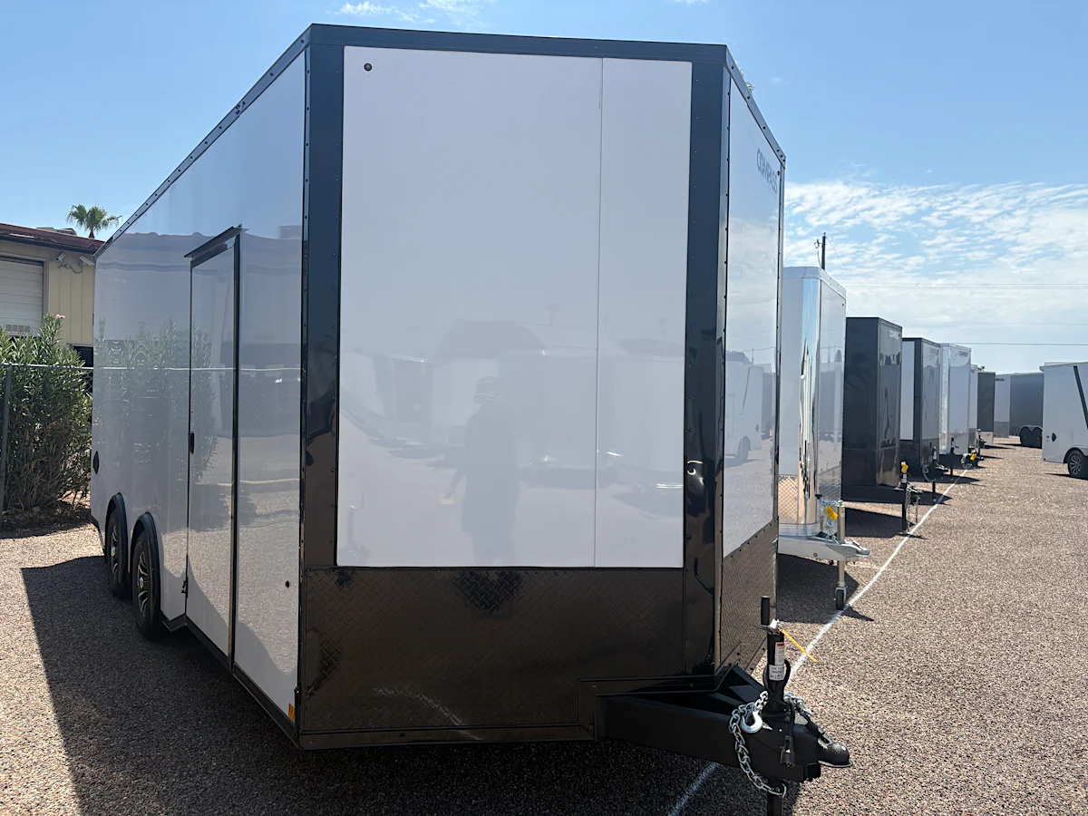 Compass 20x8.5 Jasper SE Car Hauler, 10K GVWR, Ramp Door, A/C, White Wall / Ceiling, RTP Floor - Stock #CMP2940 - Image 1 of 6 Compass 20x8.5 Jasper SE Car Hauler, 10K GVWR, Ramp Door, A/C, White Wall / Ceiling, RTP Floor - Stock #CMP2940 - Image 1 of 6