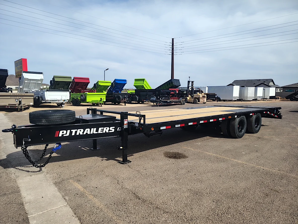 P.J. Trailers 25x102 Tandem Axle 25,900 GVWR Low-Pro Deckover with Duals, Monster Ramps, 14 Ply Tires - Stock #PPJ11180 - Image 2 of 12 P.J. Trailers 25x102 Tandem Axle 25,900 GVWR Low-Pro Deckover with Duals, Monster Ramps, 14 Ply Tires - Stock #PPJ11180 - Image 2 of 12