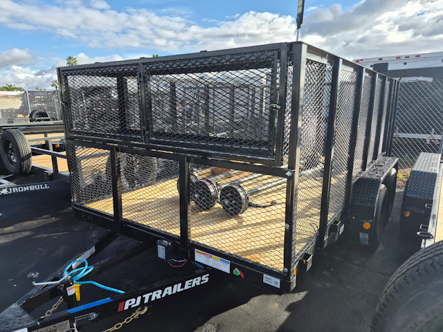 PJ Trailers 16'x84" Tandem Axle Channel Utility Trailer w/ Fold-In Ramp Gate (UL)