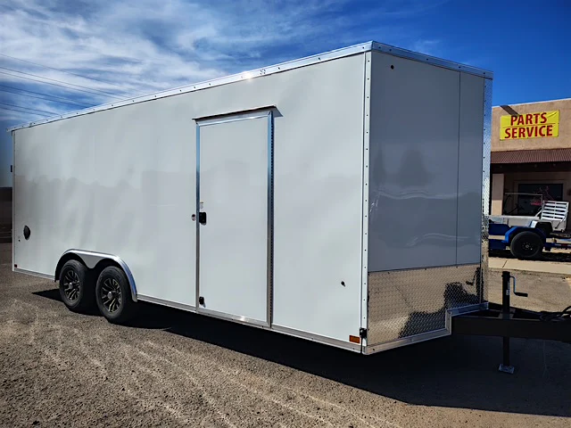 Compass 20x8.5 Jasper SE Car Hauler, 10K GVWR, Ramp Door, A/C, White Wall / Ceiling, RTP Floor - Stock #CMP2758 - Image 6 of 9 Compass 20x8.5 Jasper SE Car Hauler, 10K GVWR, Ramp Door, A/C, White Wall / Ceiling, RTP Floor - Stock #CMP2758 - Image 6 of 9