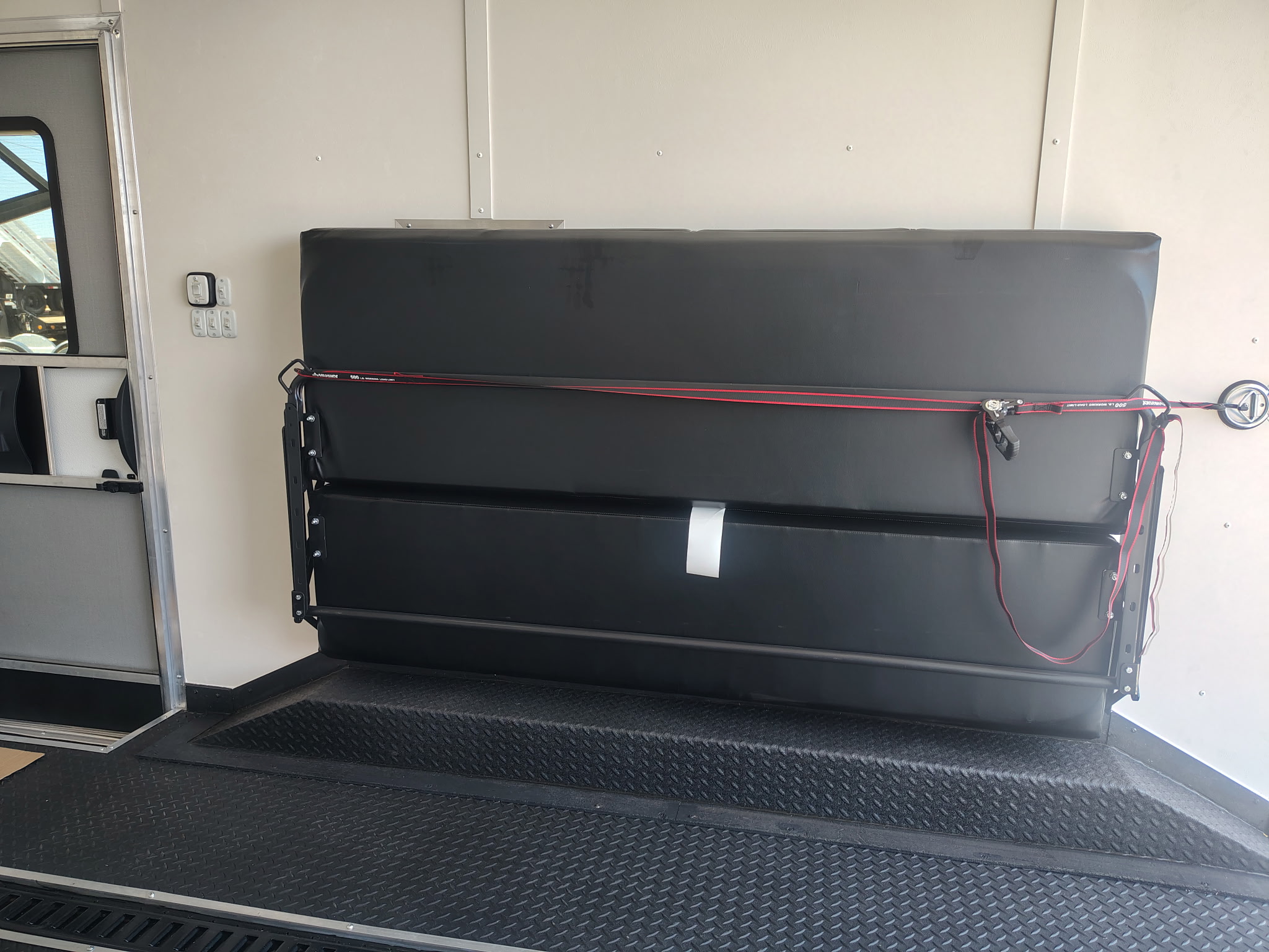 Pace American 16x8.5 Journey SE Flat Top Sloped V-Nose Car Hauler, 7K GVWR, Slider Window, AC/Heat, Jacknife Sofa, Insulated Walls/Ceiling, Drive Over Wheel Boxes, Rubber Flooring, Power Awning - Stock #CMP2880 - Image 13 of 16