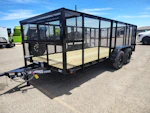 Texas Bragg 16x83 Tandem Axle, Landscape, 7K GVWR, 4' Expanded Metal Sides Stock #TXB005 - Thumbnail 1