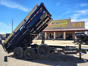 P.J. Trailers 14x83 Tandem Axle, 15,400 GVWR, Low Pro Dump, 24" Sides, 14 Ply Tires