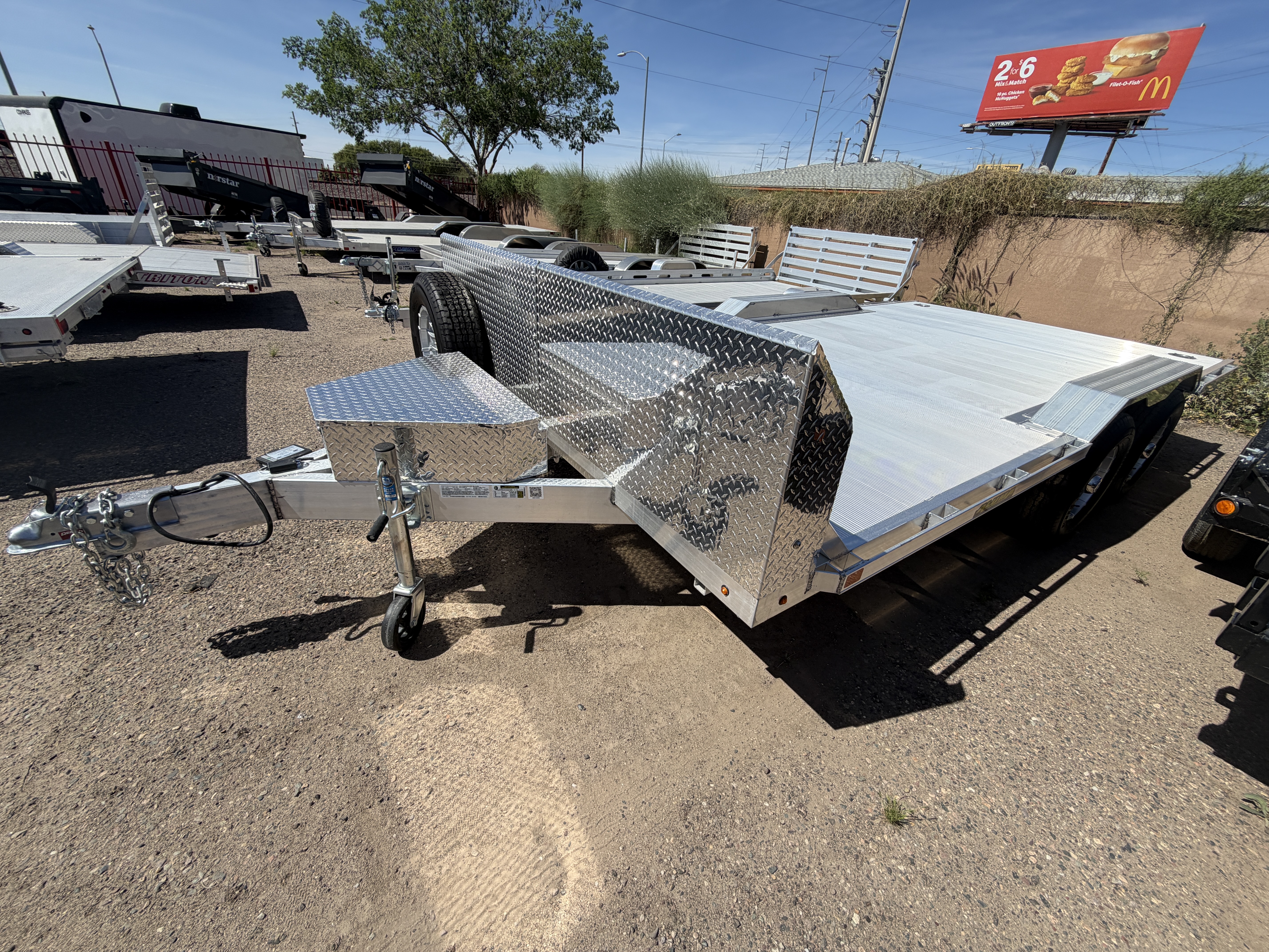 Aluma 16x102 All Aluminum Wide Body, 10K GVWR, Heavy Tandem Axle, Electric Brake, Drive-Over-Fenders, Ramps, RTD (WB16H-TA-EL-DOF-R-RR-RTD) - Stock #ALU364 - Image 1 of 9