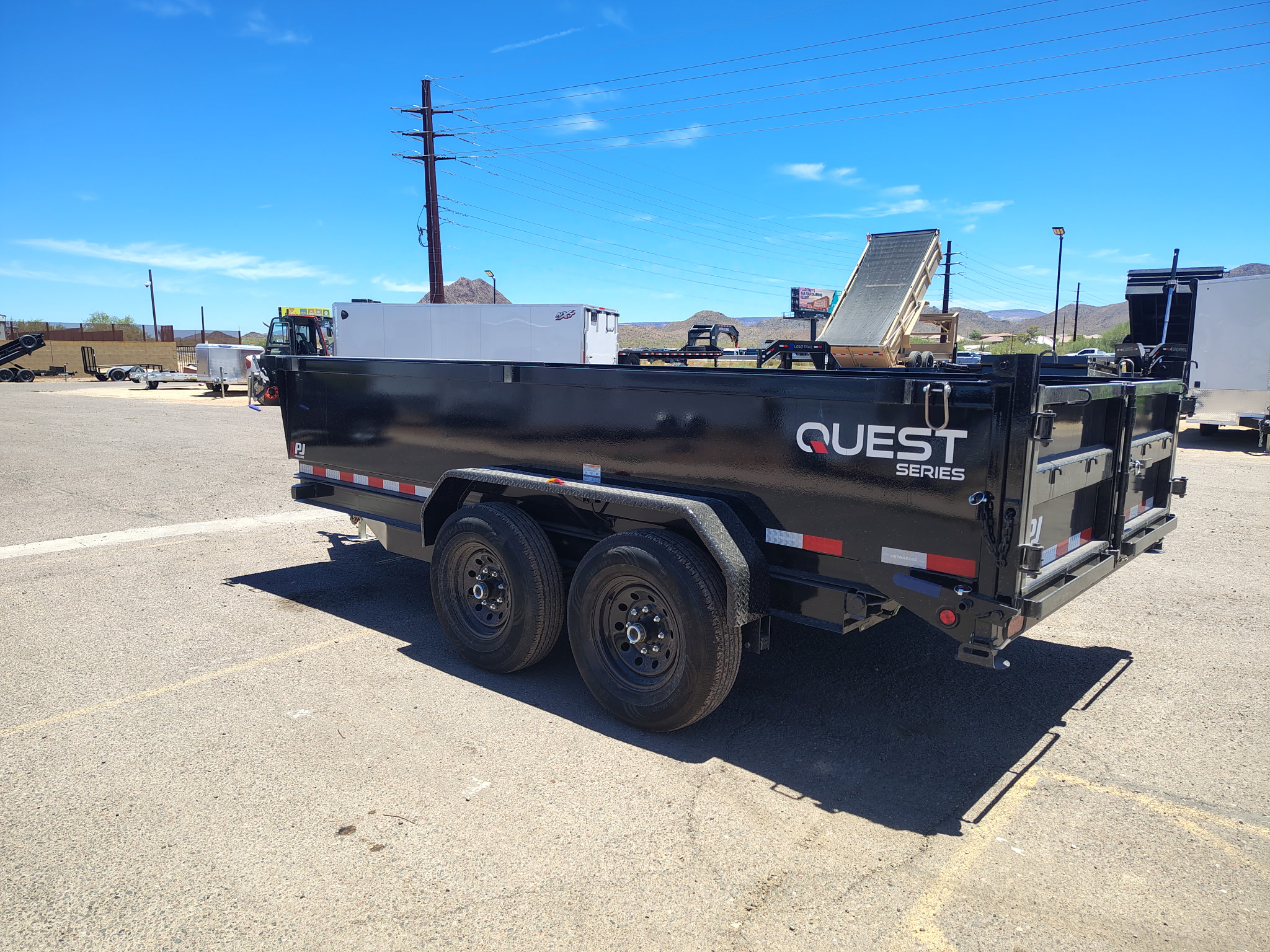 PJ Trailers 14'x83" Scissor 14K Dump Trailer w/ 24" Sides (D7)