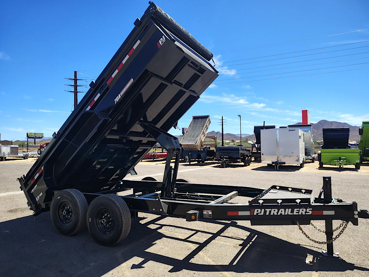 PJ Trailers 14x83 Tandem Axle, 15,400 GVWR, Low Pro Dump, 24" Sides, Solar Charger, 14 Ply Tires - Stock #PJD1701 - Image 3 of 11 PJ Trailers 14x83 Tandem Axle, 15,400 GVWR, Low Pro Dump, 24" Sides, Solar Charger, 14 Ply Tires - Stock #PJD1701 - Image 3 of 11