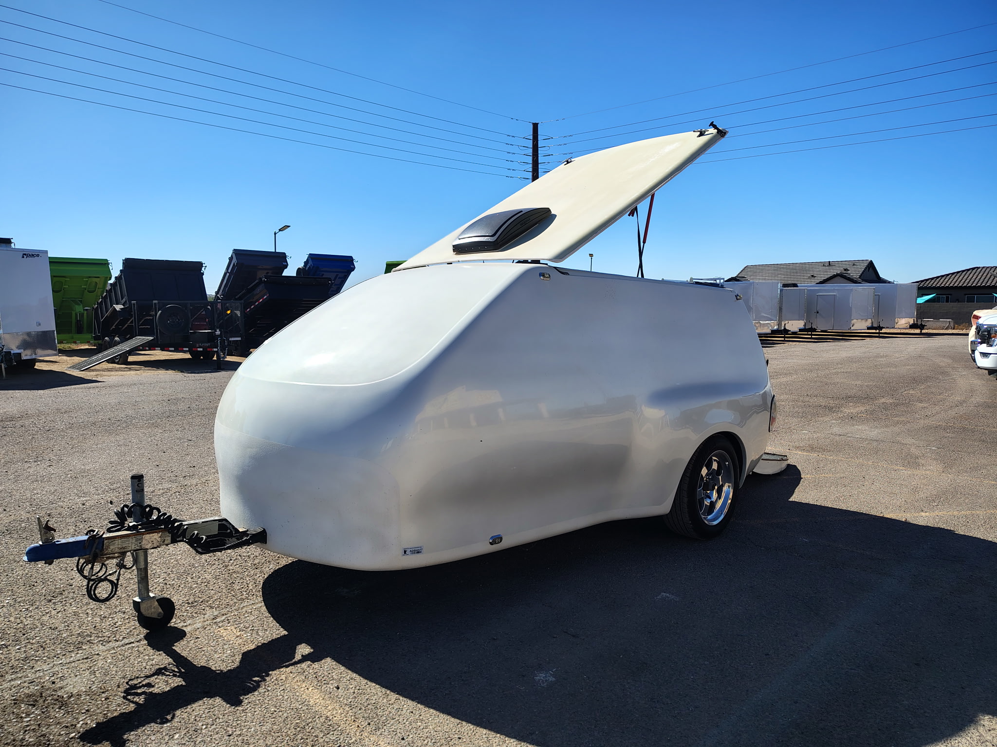 FAT SOCKS MOTORSPORTS Custom 12' Fiberglass Motorcycle Hauler - Stock #USD4001 - Image 1 of 12