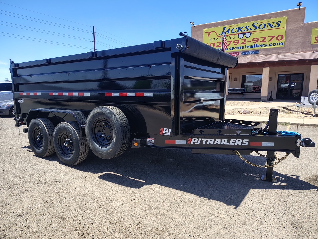 P.J. Trailers 12x83 Tandem Axle, 15,400 GVWR, Low Pro Dump, 48" Sides, 14 Ply Tires - Stock #PJD1700 - Image 1 of 10