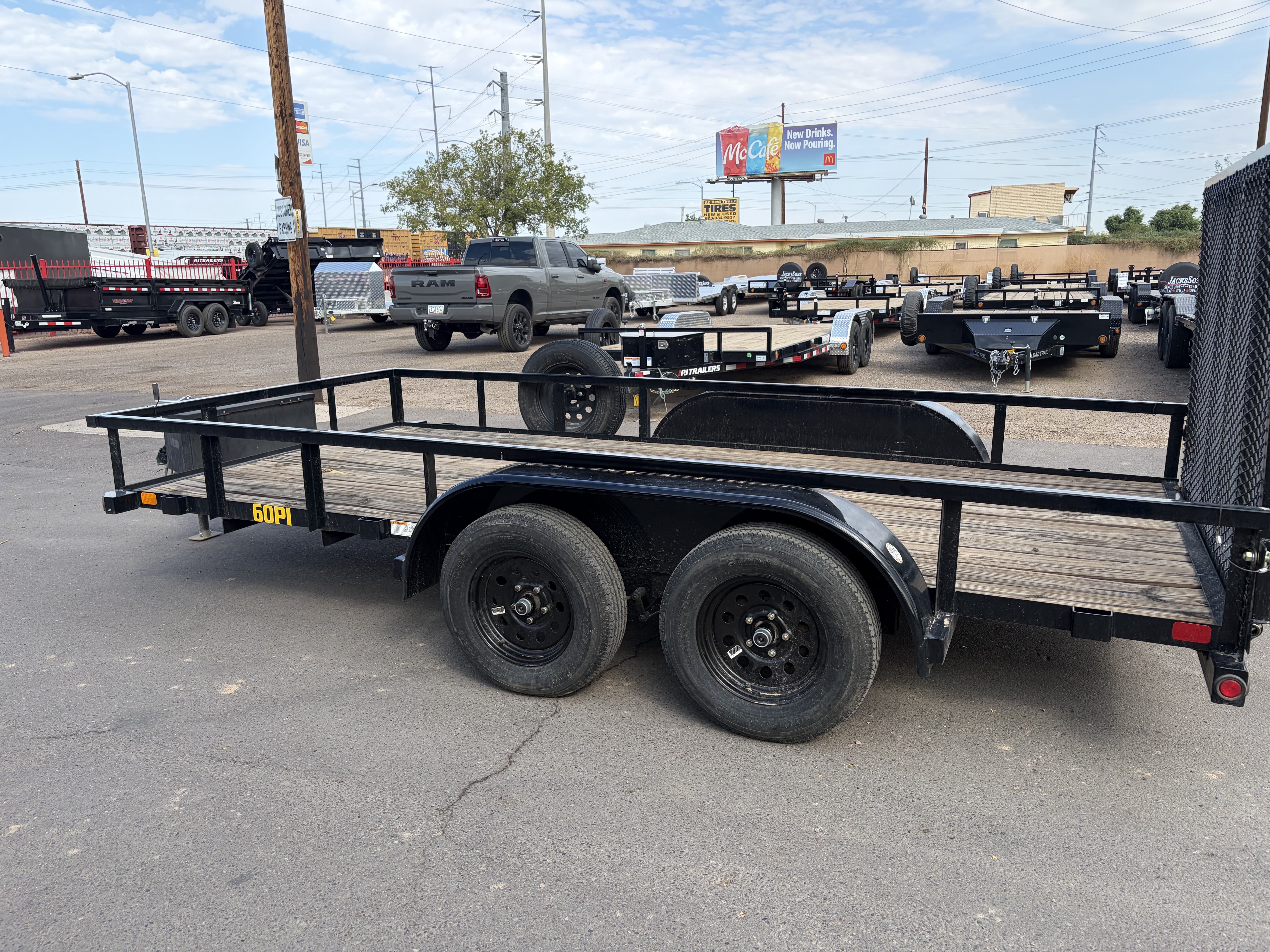 Big Tex 14'x77" Tandem Axle Pipe Top Utility Trailer w/ 4' Rear Ramp Gate (60PI)