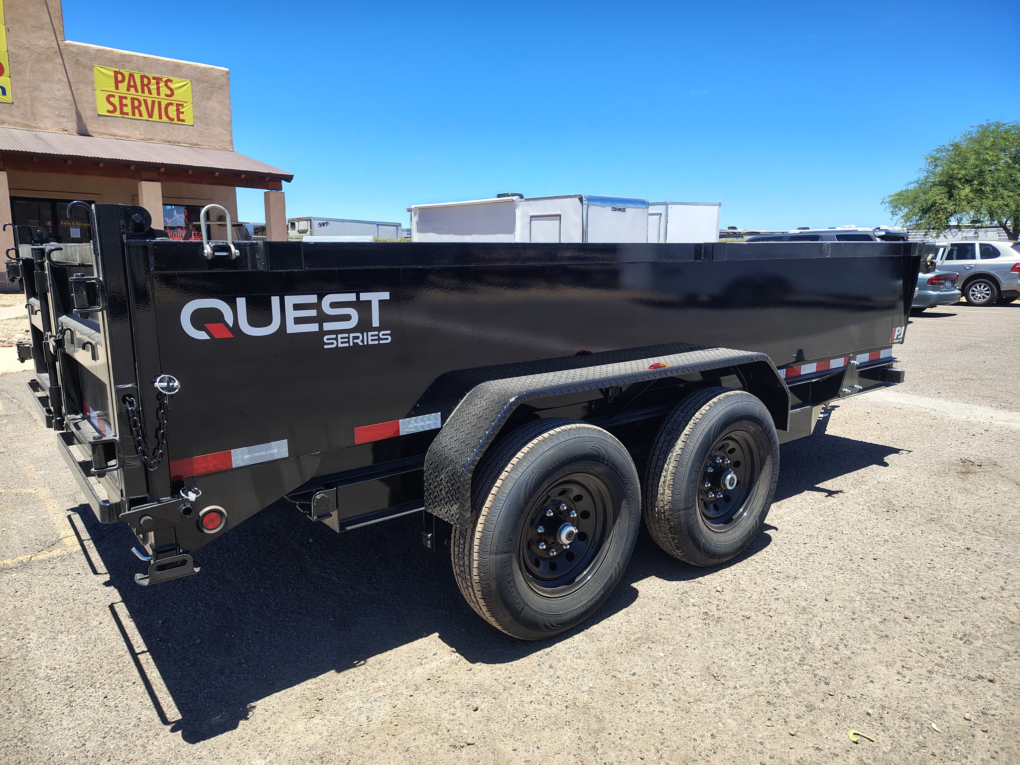 PJ Trailers 14'x83" Scissor 14K Dump Trailer w/ 24" Sides (D7)