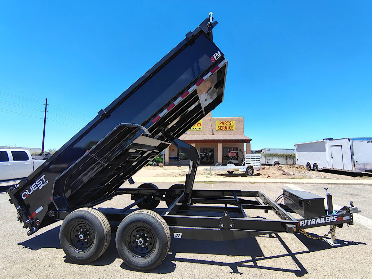 PJ Trailers PJ Trailers 14'x83" Scissor 14K Dump Trailer w/ 24" Sides (D7) - Stock #PJD1728 - Image 1 of 5 PJ Trailers PJ Trailers 14'x83" Scissor 14K Dump Trailer w/ 24" Sides (D7) - Stock #PJD1728 - Image 1 of 5