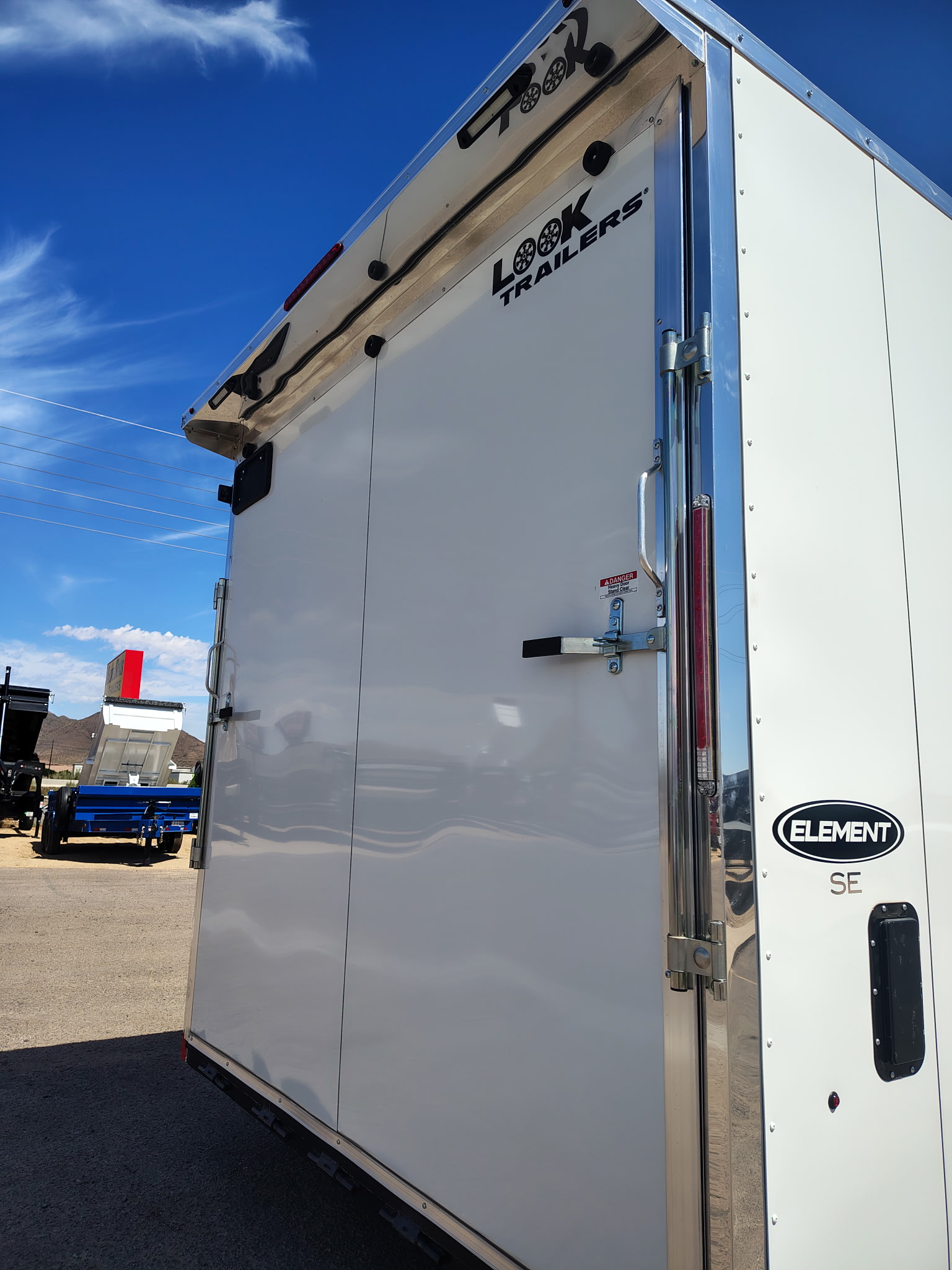 Compass 26x8.5 Element SE Flat Top Sloped V-Nose Car Hauler 10K GVWR,  6" Additional Height, Ramp Door - Stock #CMP2868 - Image 2 of 7