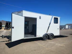 Pace American 16x8.5 Journey SE Flat Top Sloped V-Nose Car Hauler, 7K GVWR, Slider Window, AC/Heat, Jacknife Sofa, Insulated Walls/Ceiling, Drive Over Wheel Boxes, Rubber Flooring, Power Awning Stock #CMP2880 - Thumbnail 2