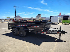 P.J. Trailers 14x83 Tandem Axle, 15,400 GVWR, Low Pro Dump, 24" Sides, Solar Charger, 14 Ply Tires