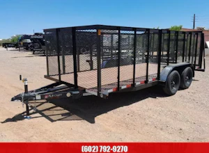 Sun Country Trailers 14x83 SU Tandem Axle, 4' Raised and Expanded Sides, D-Rings, Ramp Gate, Wrap Tongue, Spare Mount