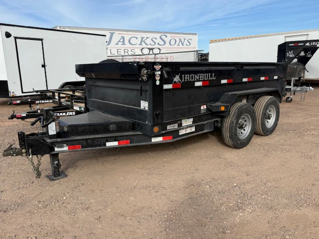 Iron Bull 12'x72" Scissor Dual I-Beam Bumper Pull Dump Trailer w/ 24" Sides & Slide-In Ramps (DTB)