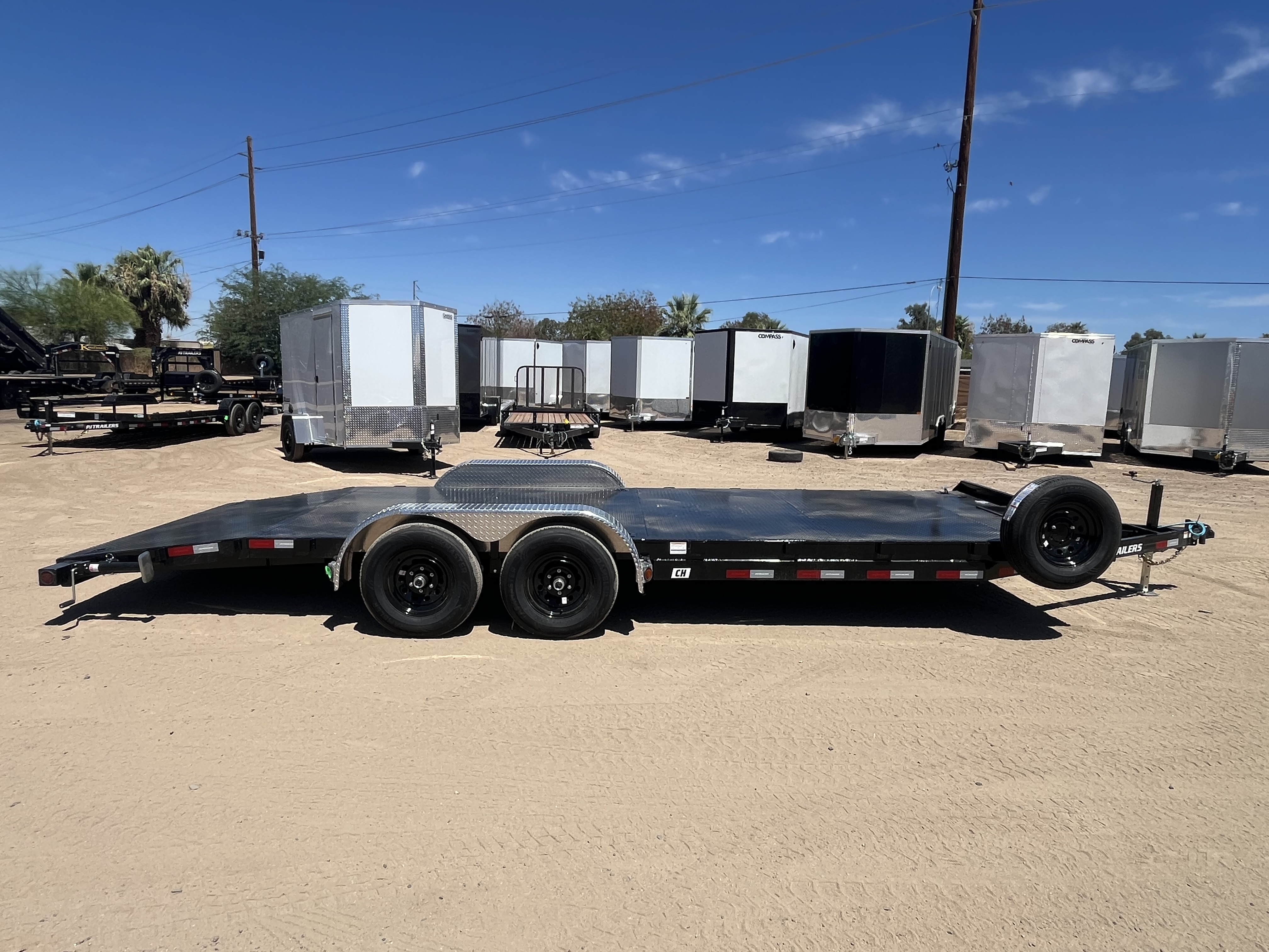 P.J. Trailers 22x83 Tandem Axle, 10K GVWR, Steel Deck Car Hauler, Slide-In Ramps - Stock #PPJ11218 - Image 2 of 9