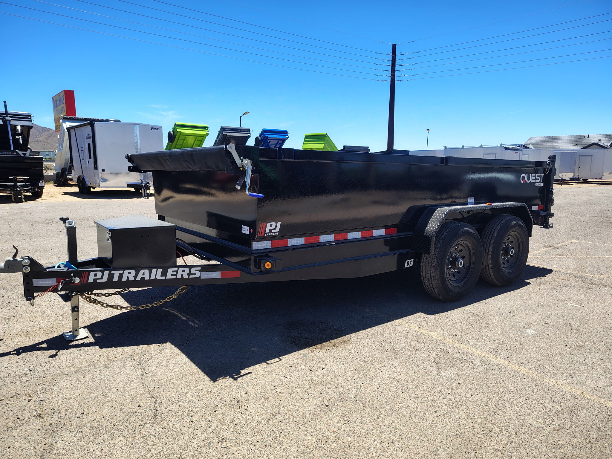 PJ Trailers 14'x83" Scissor 14K Dump Trailer w/ 24" Sides (D7)