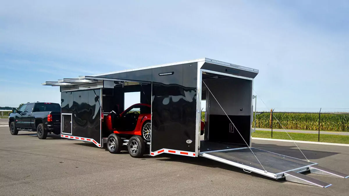 black racing trailer