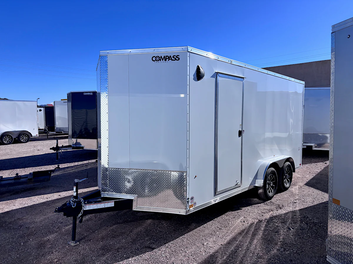 Compass 16x7.5 Jasper SE, 7K GVWR, 6" Extra Height, D-Rings, Ramp Door - Stock #CMP2704 - Image 1 of 4 Compass 16x7.5 Jasper SE, 7K GVWR, 6" Extra Height, D-Rings, Ramp Door - Stock #CMP2704 - Image 1 of 4