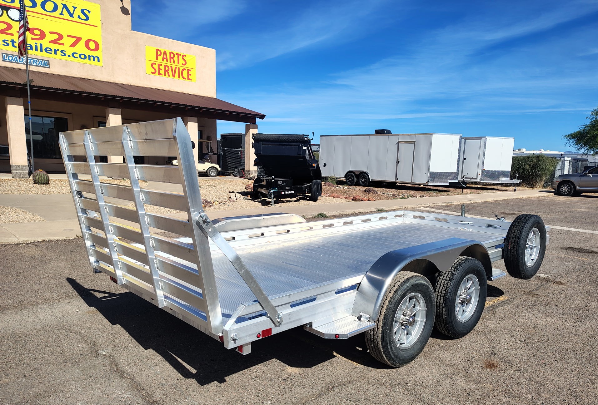 Aluma 14x80 All Aluminum, 8.5K GVWR, Tandem Axle, Straight Tailgate (8014TA-EL-TG-RTD) - Stock #ALU372 - Image 1 of 7