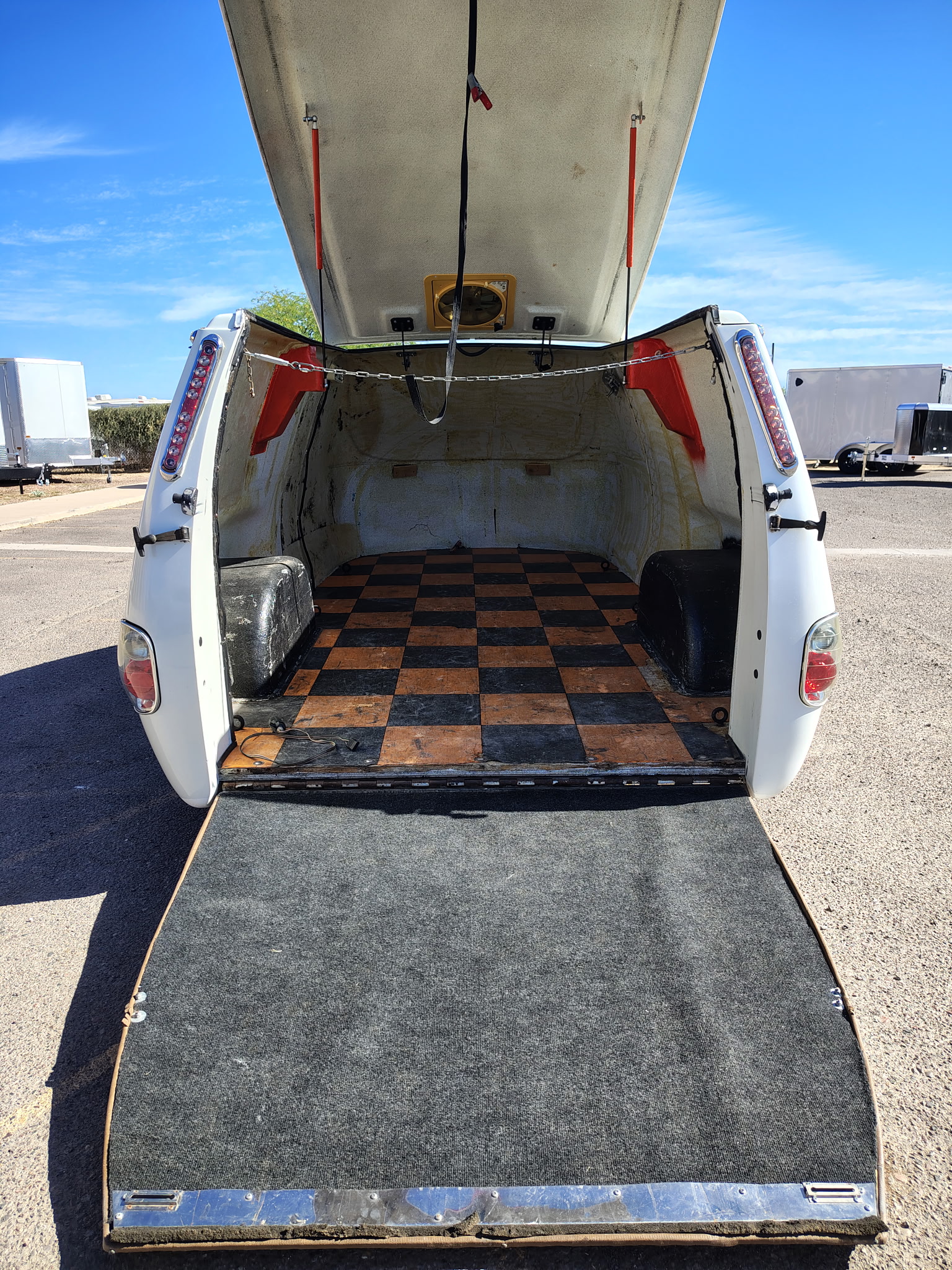 FAT SOCKS MOTORSPORTS Custom 12' Fiberglass Motorcycle Hauler - Stock #USD4001 - Image 8 of 12