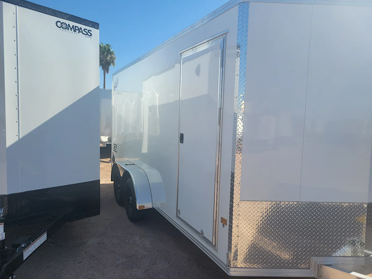 Alcom 16x7 All Aluminum XLTP2 Enclosed, 7K GVWR, Side Door, Ramp Door - Stock #ALC226 - Image 2 of 4 Alcom 16x7 All Aluminum XLTP2 Enclosed, 7K GVWR, Side Door, Ramp Door - Stock #ALC226 - Image 2 of 4