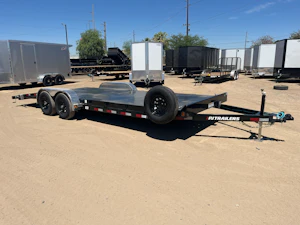 P.J. Trailers 22x83 Tandem Axle, 10K GVWR, Steel Deck Car Hauler, Slide-In Ramps