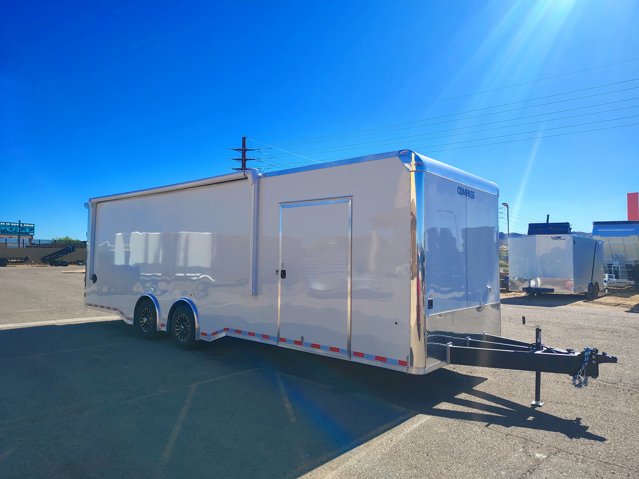 Compass 28x8.5 Canyon Race Trailer, 14K GVWR, Ramp Door,  AC/Heat, Elec. Awning - Stock #CMP2879 - Image 8 of 14