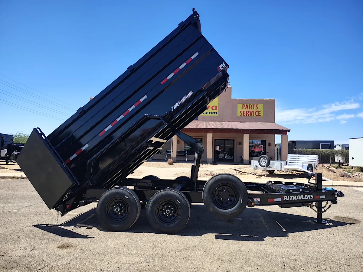 P.J. Trailers 12x83 Tandem Axle, 15,400 GVWR, Low Pro Dump, 48" Sides, 14 Ply Tires - Stock #PJD1700 - Image 5 of 10 P.J. Trailers 12x83 Tandem Axle, 15,400 GVWR, Low Pro Dump, 48" Sides, 14 Ply Tires - Stock #PJD1700 - Image 5 of 10