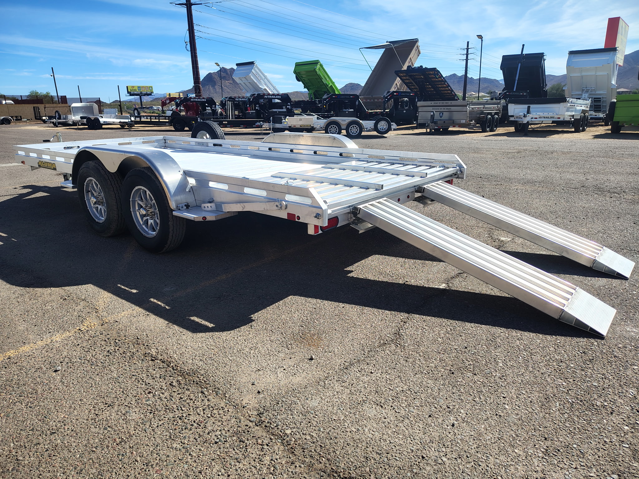 Aluma 16x80 All Aluminum, 8.5K GVWR, Tandem Axle, Electric Brake, Ramps, W/ Tailgate, RTD (8016TA-EL-R-TG-RTD) - Stock #ALU373 - Image 5 of 8