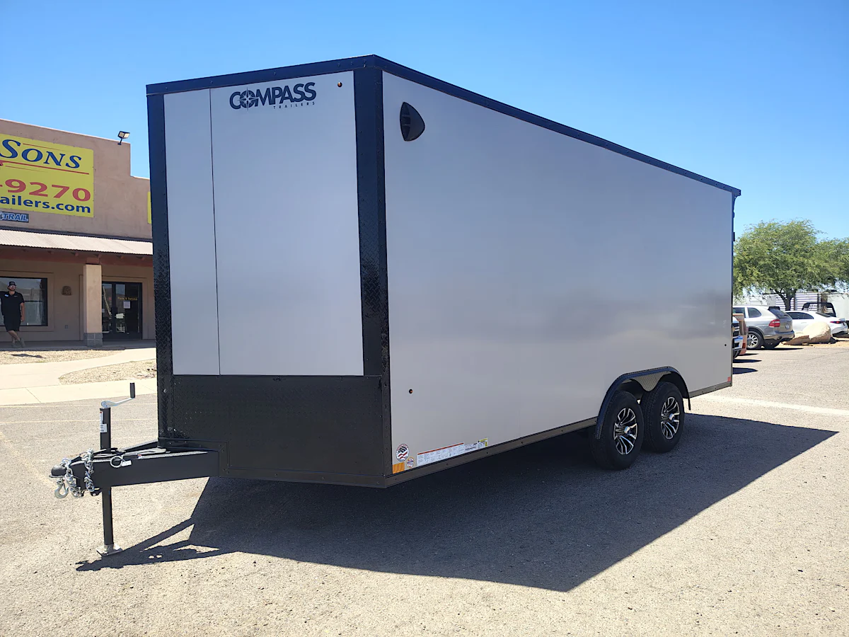 Compass Compass 18'x102" Car Trailer w/ Ramp Door - Stock #CMP2914 - Image 1 of 12 Compass Compass 18'x102" Car Trailer w/ Ramp Door - Stock #CMP2914 - Image 1 of 12