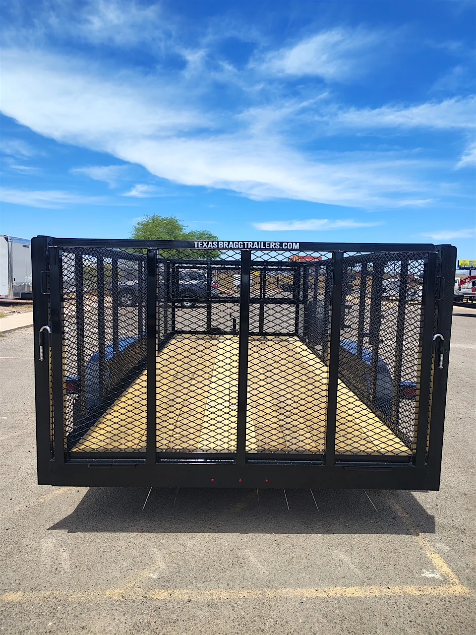 Texas Bragg 16x83 Tandem Axle, Landscape, 7K GVWR, 4' Expanded Metal Sides - Stock #TXB045 - Image 1 of 9 Texas Bragg 16x83 Tandem Axle, Landscape, 7K GVWR, 4' Expanded Metal Sides - Stock #TXB045 - Image 1 of 9