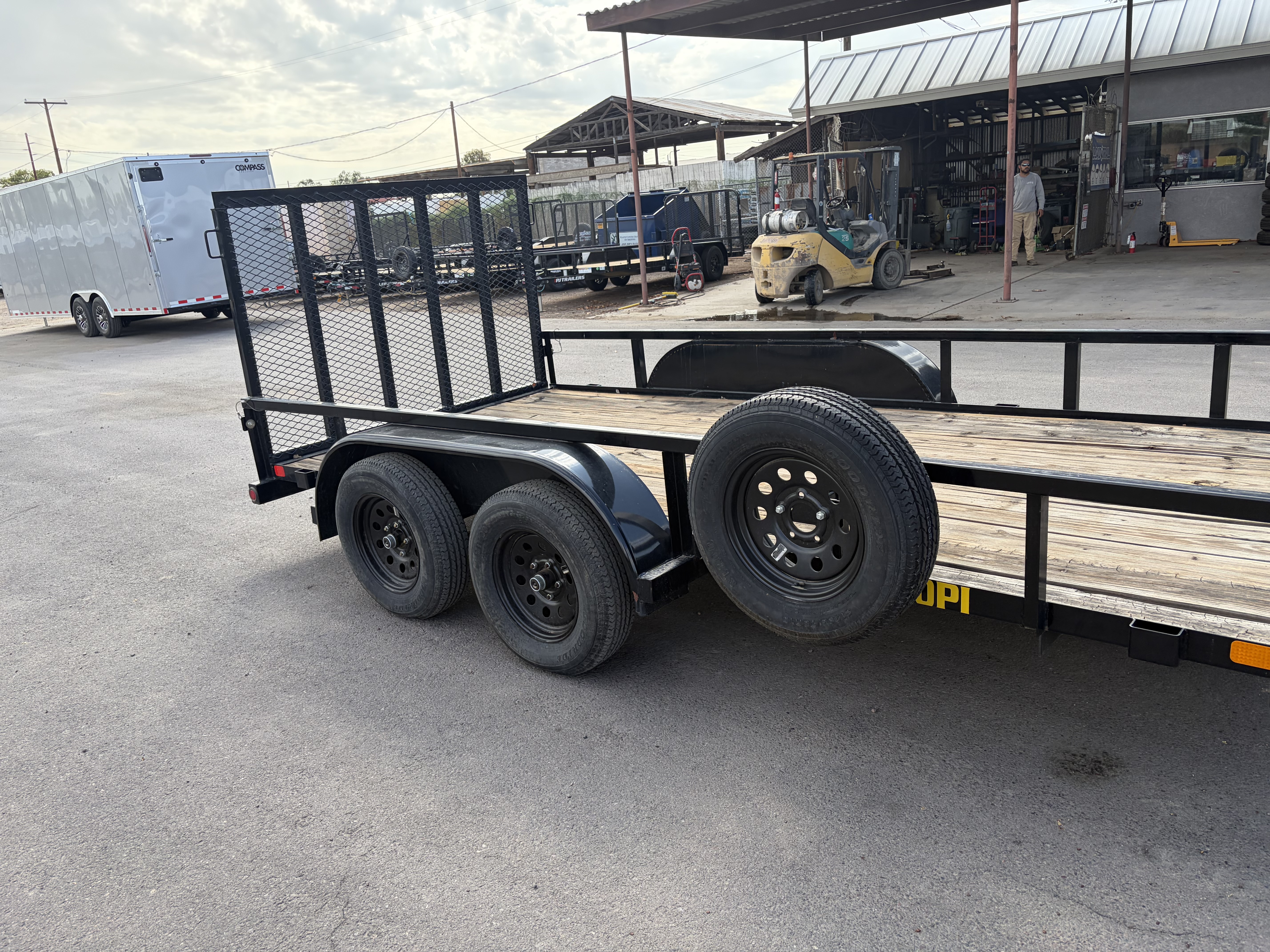 Big Tex 14'x77" Tandem Axle Pipe Top Utility Trailer w/ 4' Rear Ramp Gate (60PI)