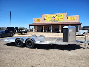 Aluma 18x82 All Aluminum, 10K GVWR, Heavy Tandem Axle, XL Tilt w/ Cargo Box (8218H-XL-TILT-TA-EL-RTD-CB)
