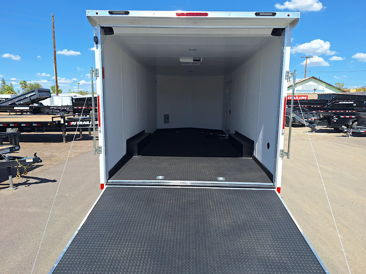 Compass 20x8.5 Jasper SE Car Hauler, 10K GVWR, Ramp Door, A/C, White Wall / Ceiling, RTP Floor - Stock #CMP2586 - Image 6 of 10 Compass 20x8.5 Jasper SE Car Hauler, 10K GVWR, Ramp Door, A/C, White Wall / Ceiling, RTP Floor - Stock #CMP2586 - Image 6 of 10